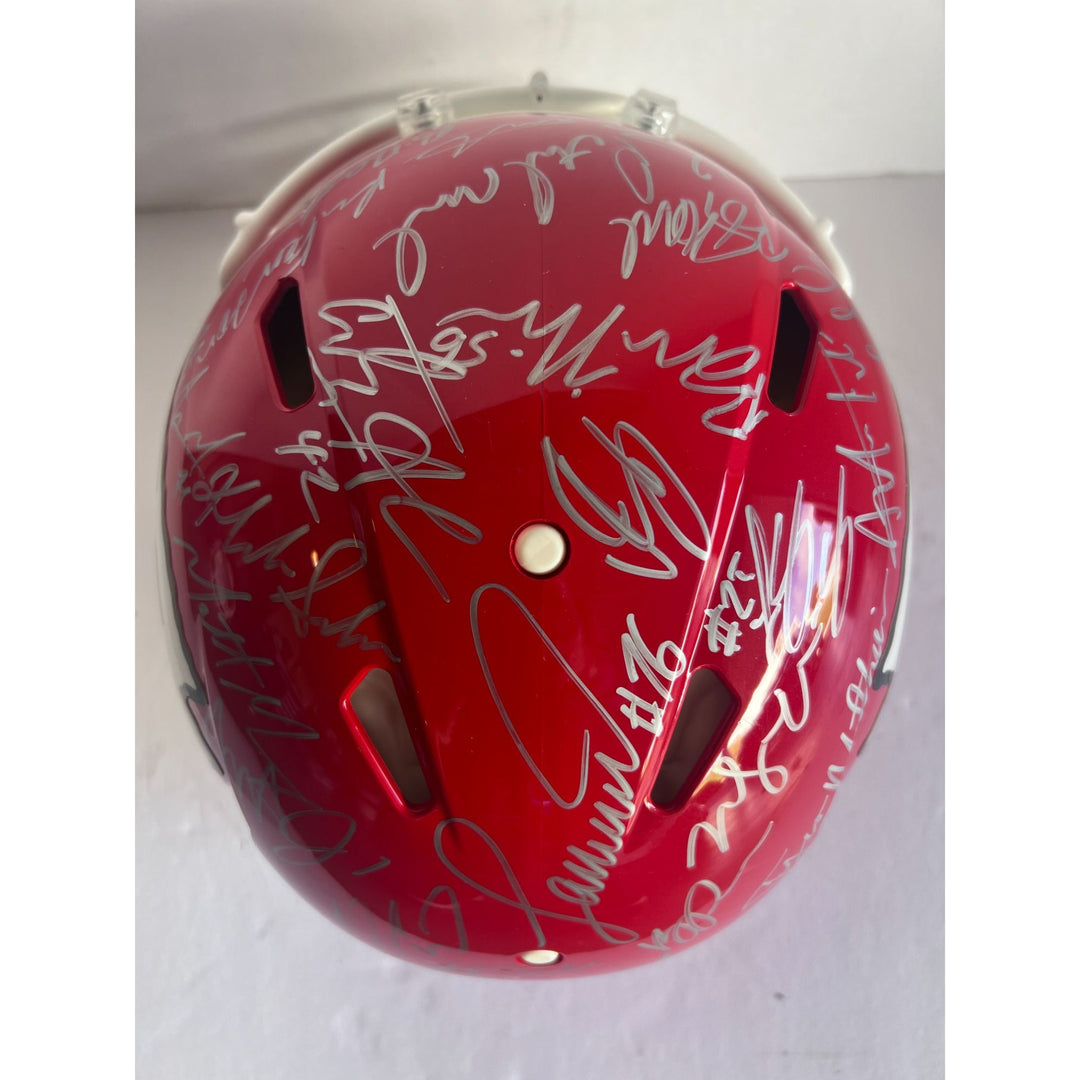 Kansas City Chiefs 2019 20 Super Bowl champions Riddell Speed authentic game model helmet 40 + sigs Patrick Mahomes Travis Kelce Andy Reid T