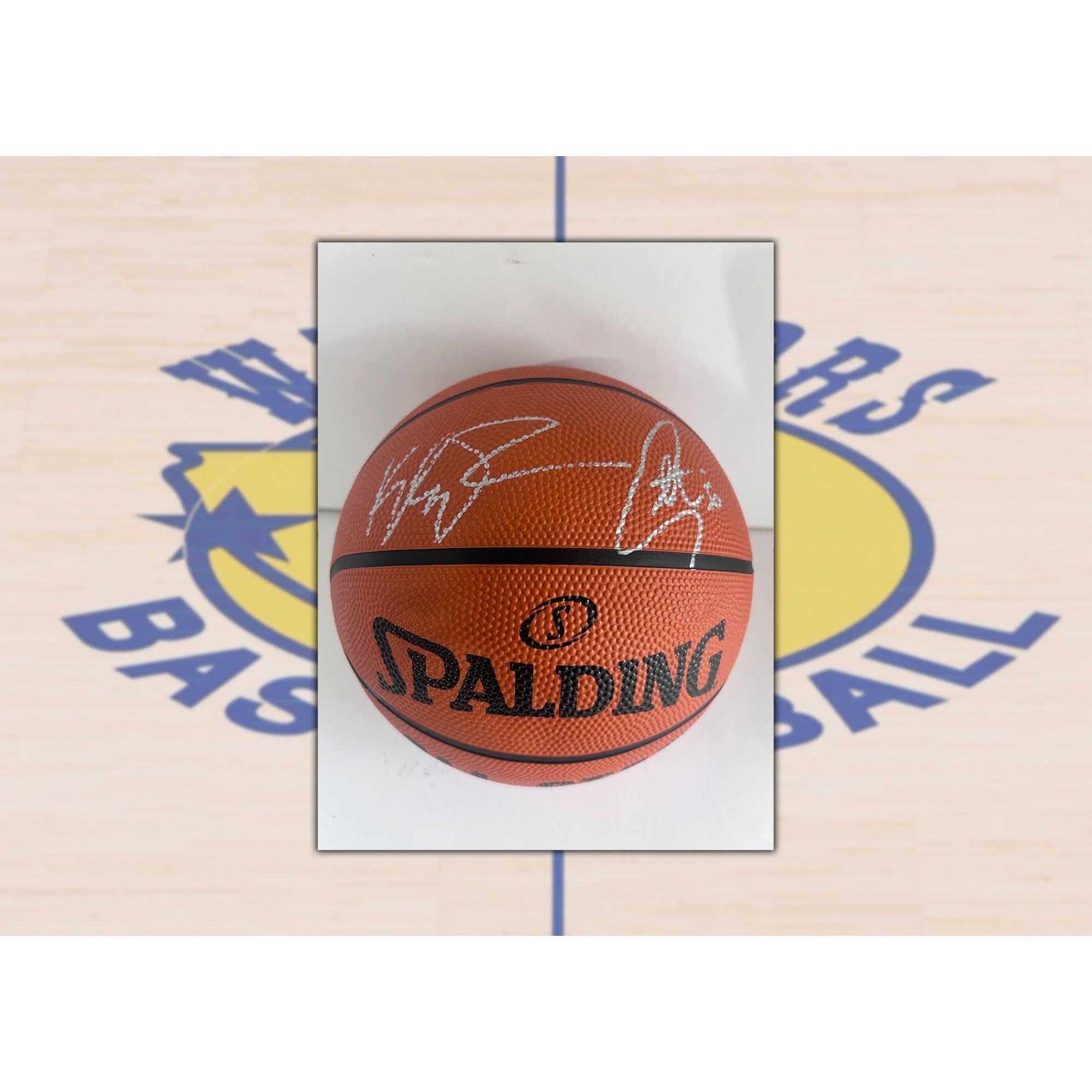 Stephen Curry, Klay Thompson Golden State Warriors Spalding NBA full size basketball signed with proof