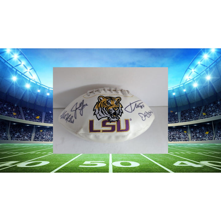 LSU Tigers Tyrone Matthau Less Miles Justin Jefferson full size football signed