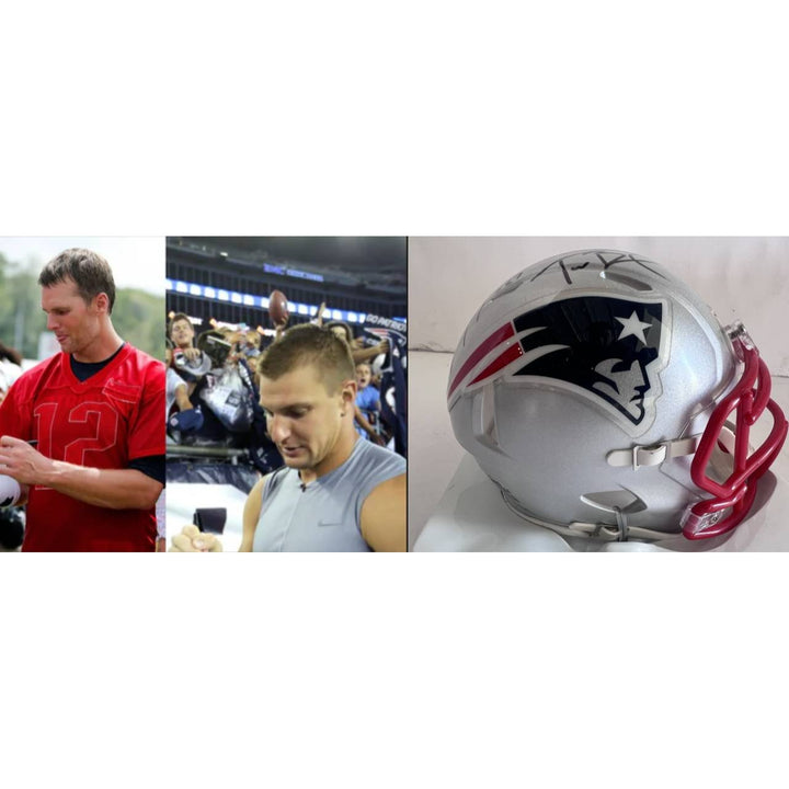 Tom Brady Rob Gronkowski New England Patriots mini helmet signed with proof