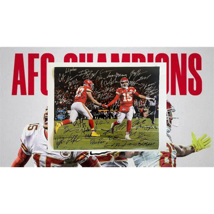 Kansas City Chiefs  2023-24 Patrick Mahomes Travis Kelce 40 plus sigs Super Bowl Champs team signed 16x20 photo signed  with proof