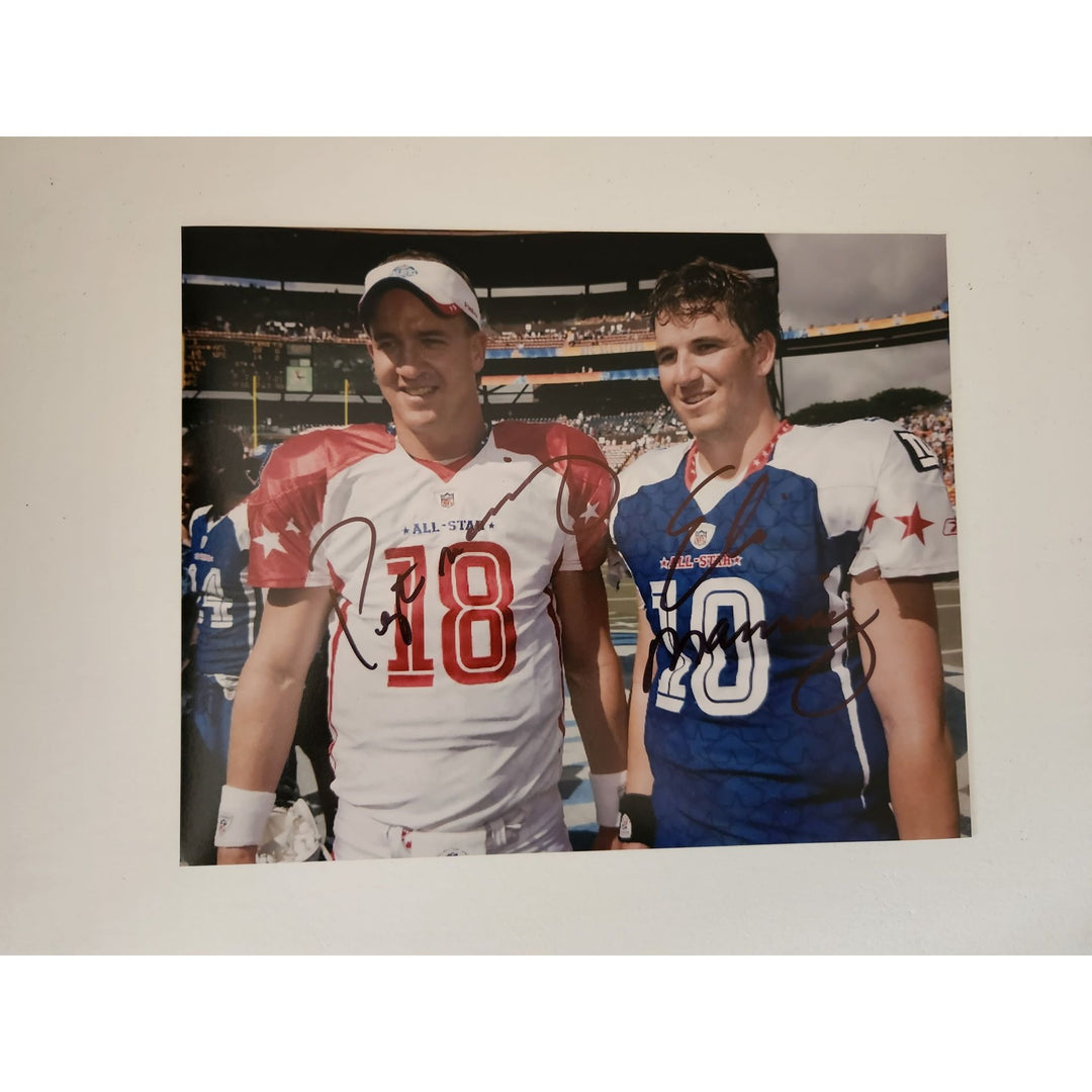 Eli and Peyton Manning 8x10 photo signed with proof