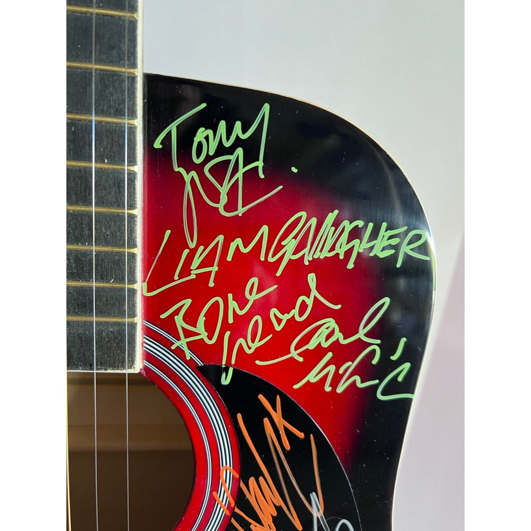 British Iconic Rock stars acoustic guitar signed Adele, Morrissey, George Michael, Robert Smith Robbie Williams signed with proof