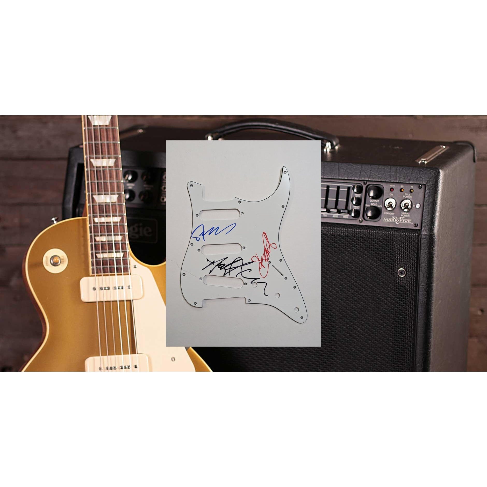 The Police Gordon Sumner "Sting", Andy Summers Stewart Copeland electric guitar pickguard signed with proof