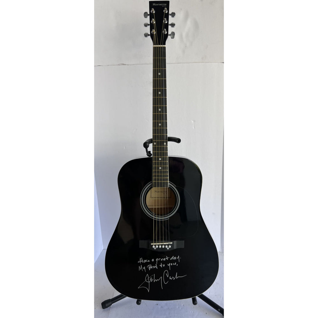 Johnny Cash signed with inscription One of a Kind full size acoustic guitar signed with proof