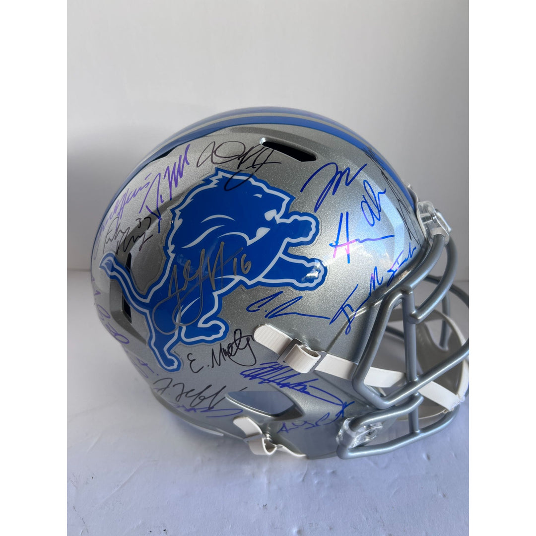 Detroit Lions 2023-24 Jared Goff Dan Campbell Penei Sewell Amon-ra St Brown Aidan Hutchinson Detroit Lions Riddell speed authentic gamemodel