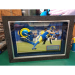 Load image into Gallery viewer, Cooper Kupp Los Angeles Rams Super bowl MVP mini helmet signed and framed  19x27 with proof
