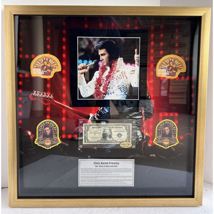 Elvis Presley signed and framed 24x24 inches vintage dollar bill