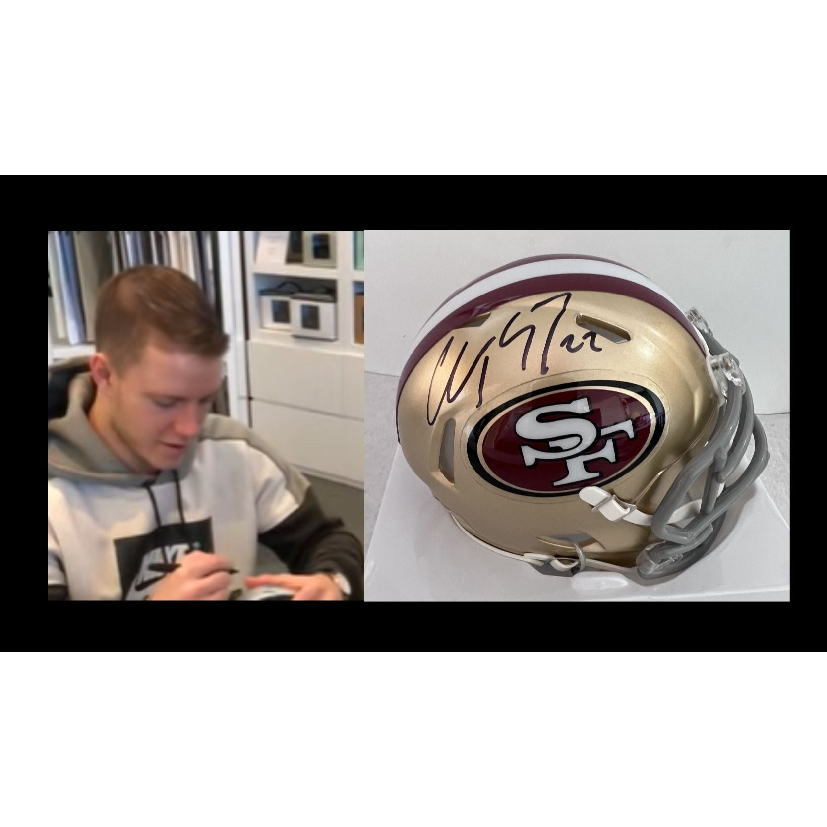 Christian McCaffrey San Francisco 49ers Riddell mini helmet signed