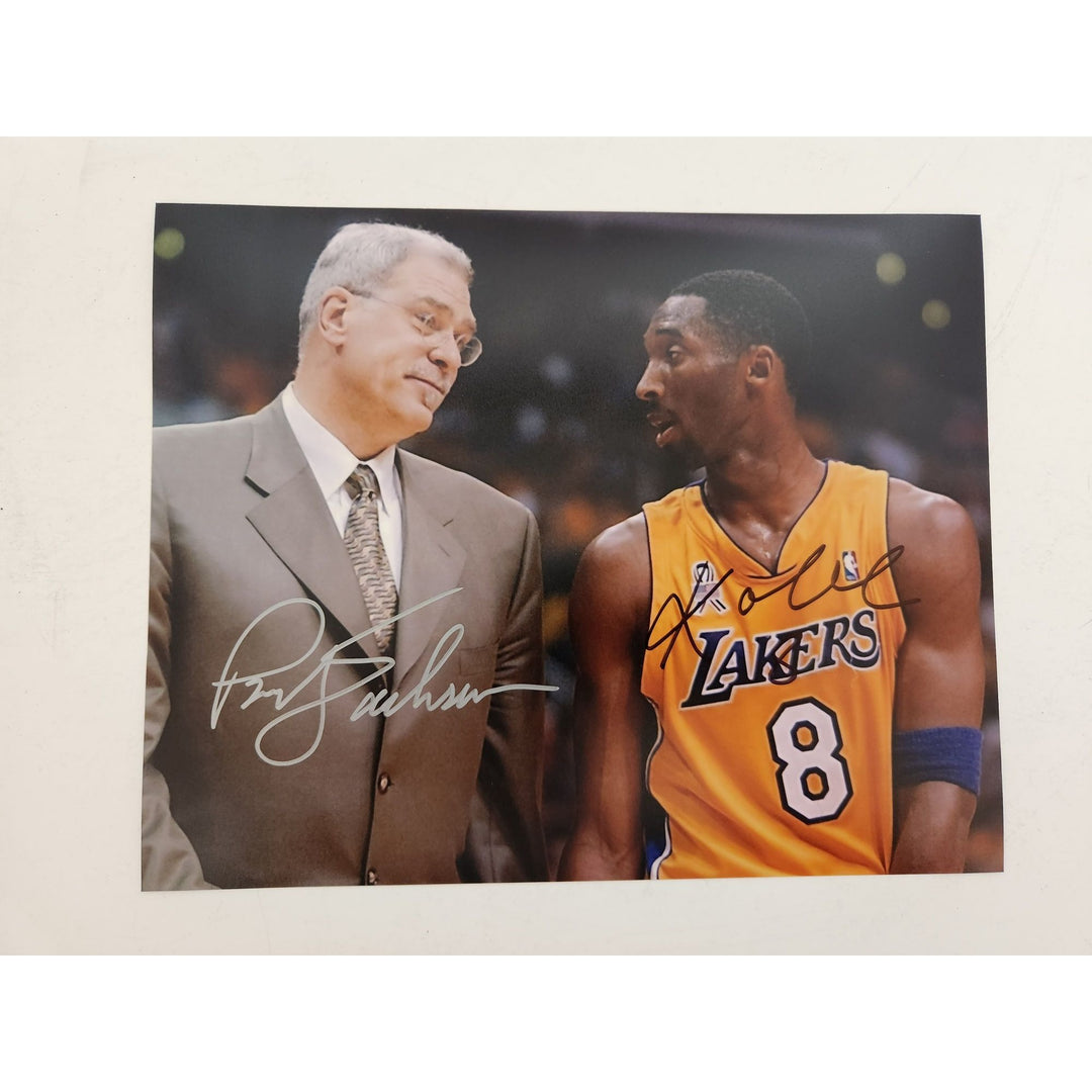 Kobe Bryant and Phil Jackson Los Angeles Lakers 8 by 10 photo signed with proof