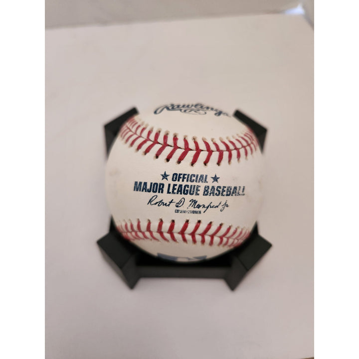 Clayton Kershaw Julio Arias Walker Buehler Max Scherzer MLB Rawlings Baseball signed with proof free acrylic display case