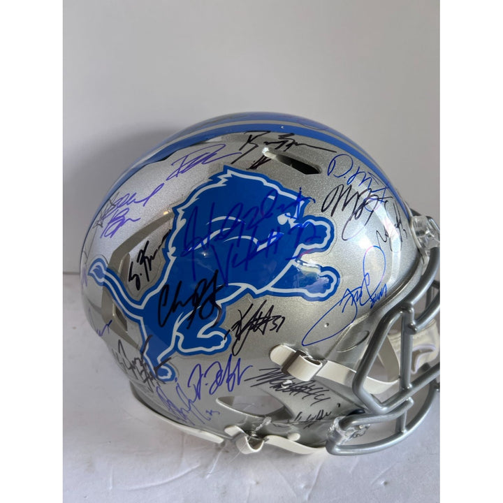 Detroit Lions Jared Goff Dan Campbell Penei Sewell Amon-Ra St Brown Aidan Hutchinson Detroit Lions Riddell Speed Authentic helmet signed