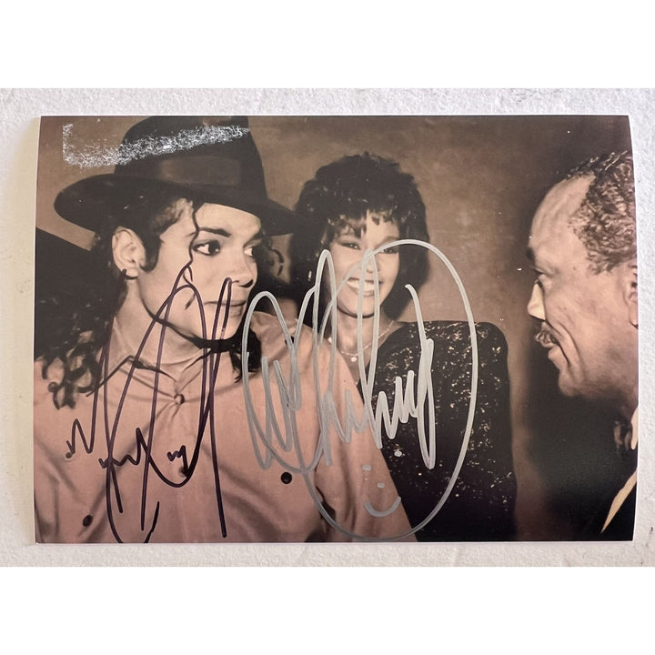 Michael Jackson and Whitney Houston 5x7 photo signed with proof