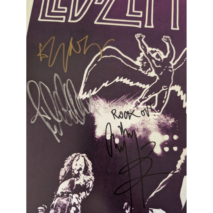 Led Zeppelin Jimmy Page John Paul Jones Robert Plant 11x17 poster signed with proof