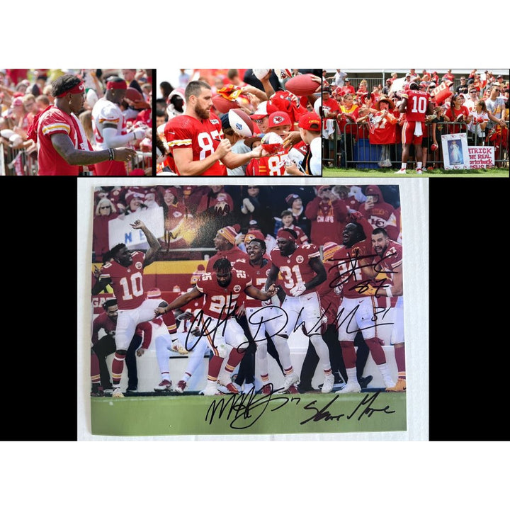 Kansas City Chiefs Travis Kelce Isaiah Pacheco Clyde Edwards- Helaire Darrel Williams Skyy Moore Mercole Hardman 8x10 photo signed