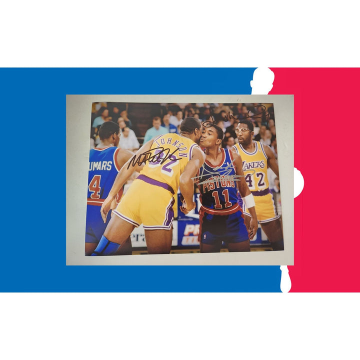 Ervin Magic Johnson Isaiah Thomas James Worthy NBA legends 8x10 photo signed with proof