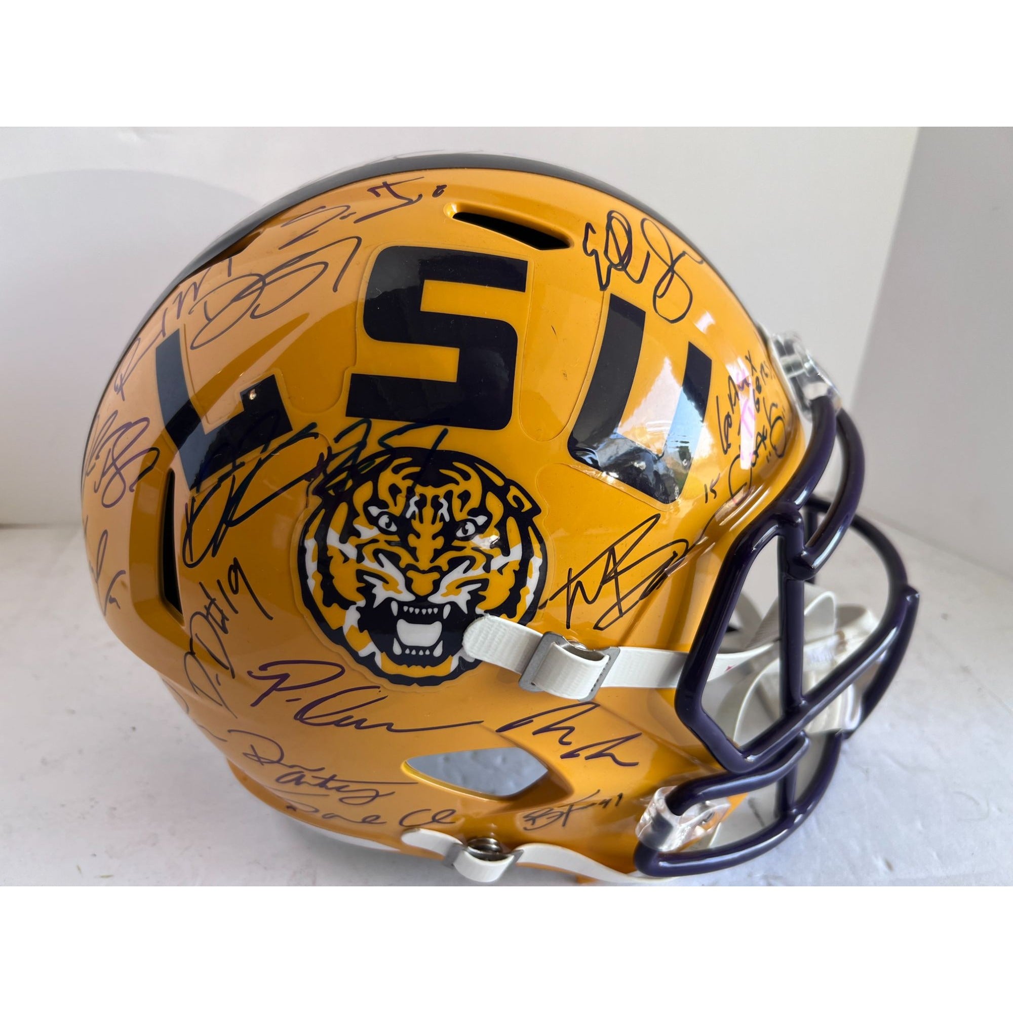 Joe Burrow Ja'Marr Chase LSU Tigers full size National Champions Ridell helmet signed with with proof