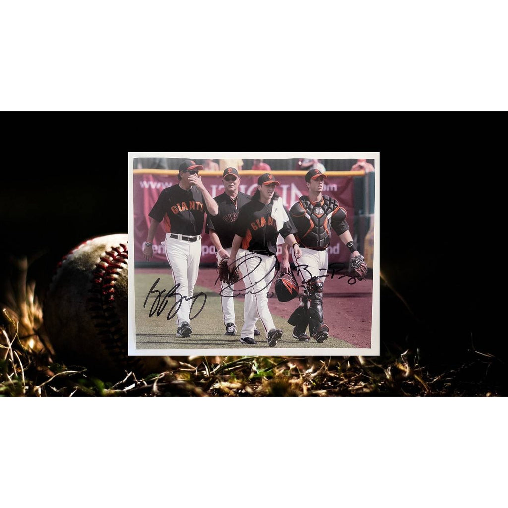 Tim Lincecum Buster Posey Bruce Bochy 8 x 10 photo signed with proof