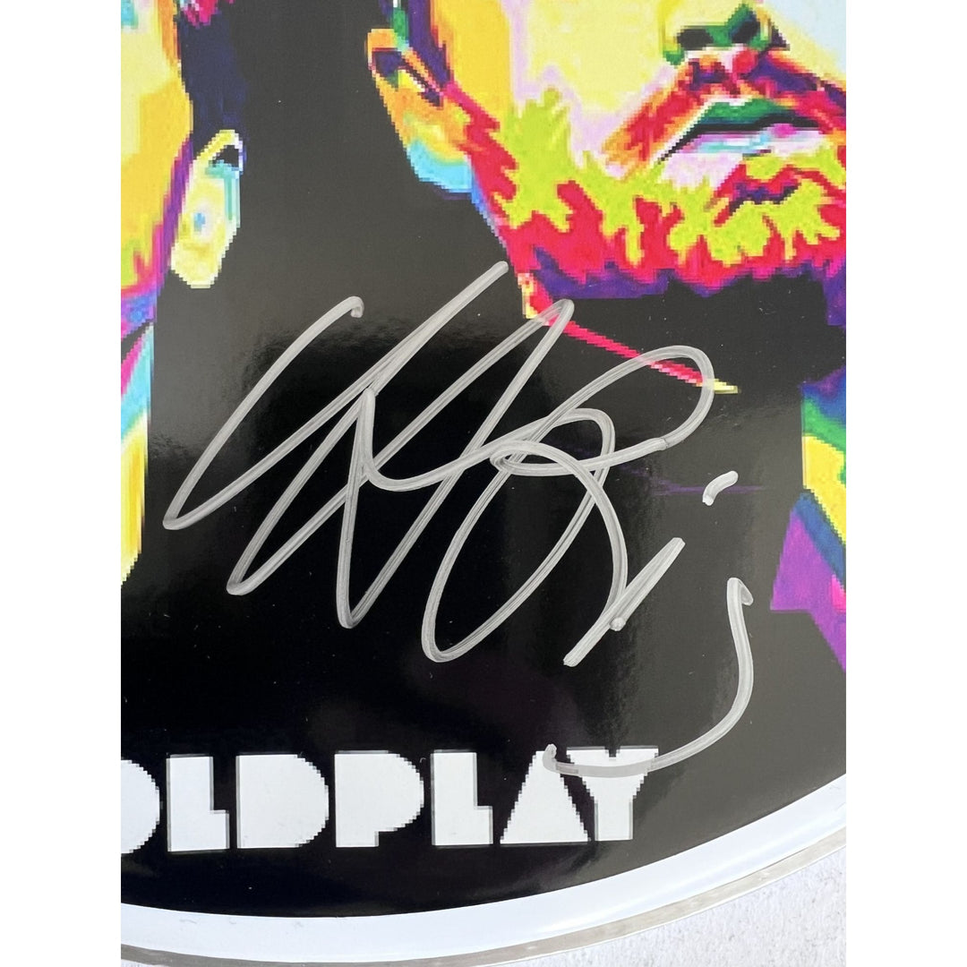 Chris Martin and Coldplay 14in drumhead signed with proof