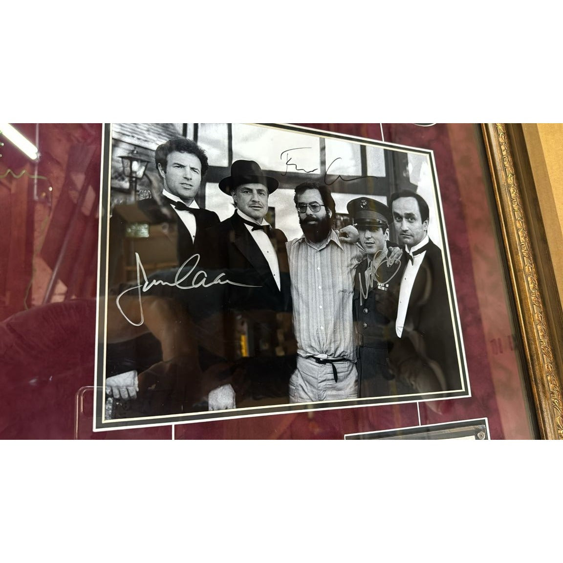 The Godfather Marlon Brando Francis Ford Coppola James Caan Al Pacino John Cazale 11x14 photo signed with proof and Museum quality frame