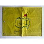 Load image into Gallery viewer, Arnold Palmer signed with Masters Victory inscription and Tiger Woods Masters embroidered pin flag signed with proof
