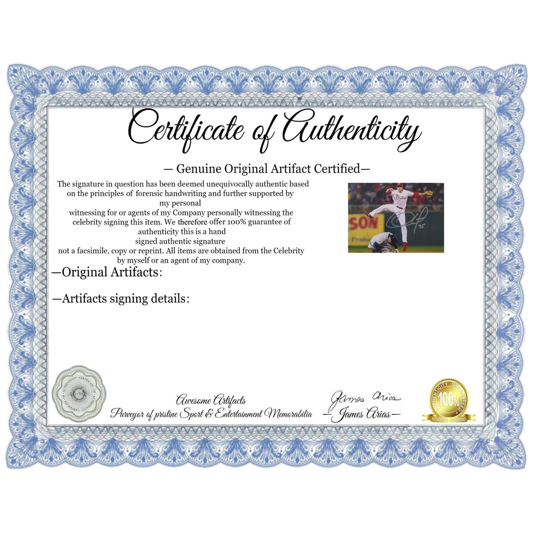 Chase Utley, Philadelphia, Phillies, 2008, World Series, Champions, 5x7 photos, signed, with proof Awesome Artifacts