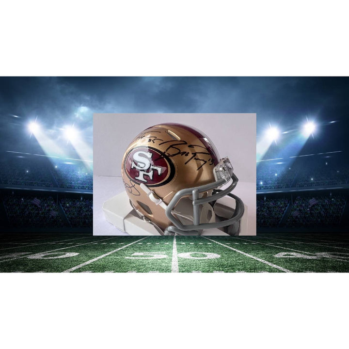 San Francisco 49ers Deebo Samuel Brock Purdy & Christian McCaffrey  mini helmet signed with proof