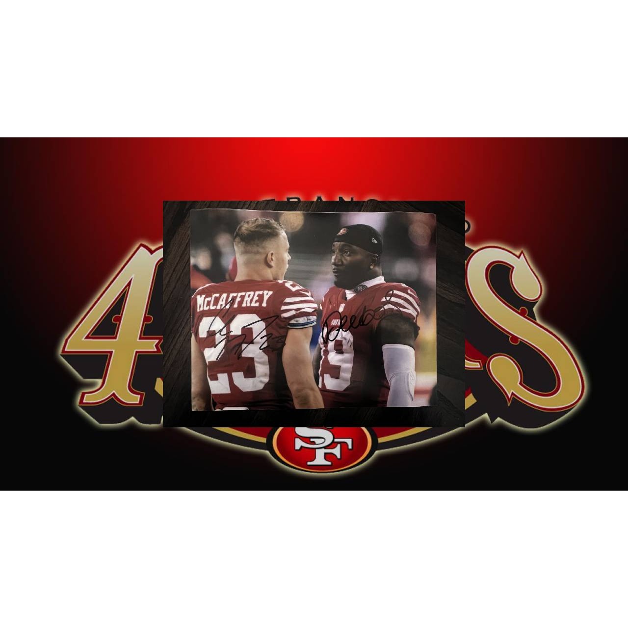 San Francisco 49ers Deebo Samuel and Christian McCaffrey 8x10 photo signed with proof