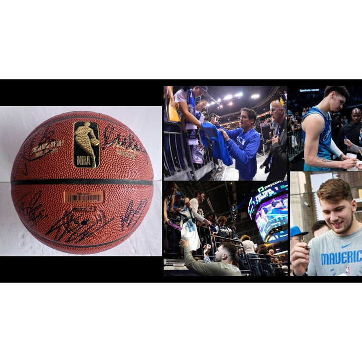 Dallas Mavericks Lua Doncic Kyrie Irving 2023- 2024 team signed basketball with proof