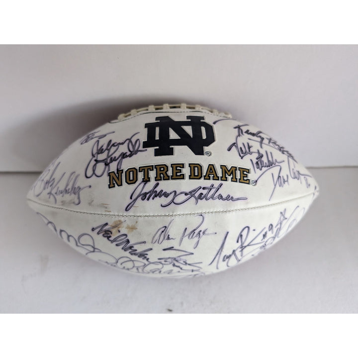 Notre Dame Fighting Irish Allen Page Joe Montana Joe Theismann Jerome Bettis Rocky Blair Dave Casper 20 Irish Legends signed football