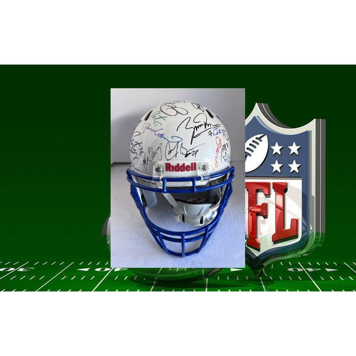 36 NFL MVPs Tom Brady, John Elway, Dan Marino, Joe Montana, Aaron Rodgers, signed with proof Riddell authentic game model helmet