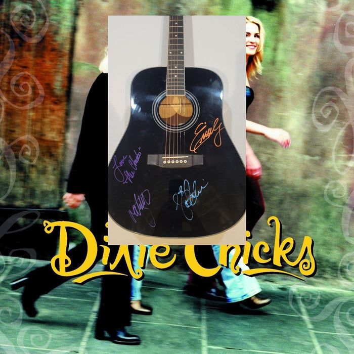 The Dixie Chicks Natalie Maines Martie Maguire Emily Strayer full size acoustic guitar signed with proof