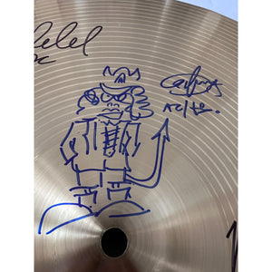 Angus Young Malcolm Young Cliff Williams Phil Rudd Brian Johnson ACDC 14-in cymbal signed with proof