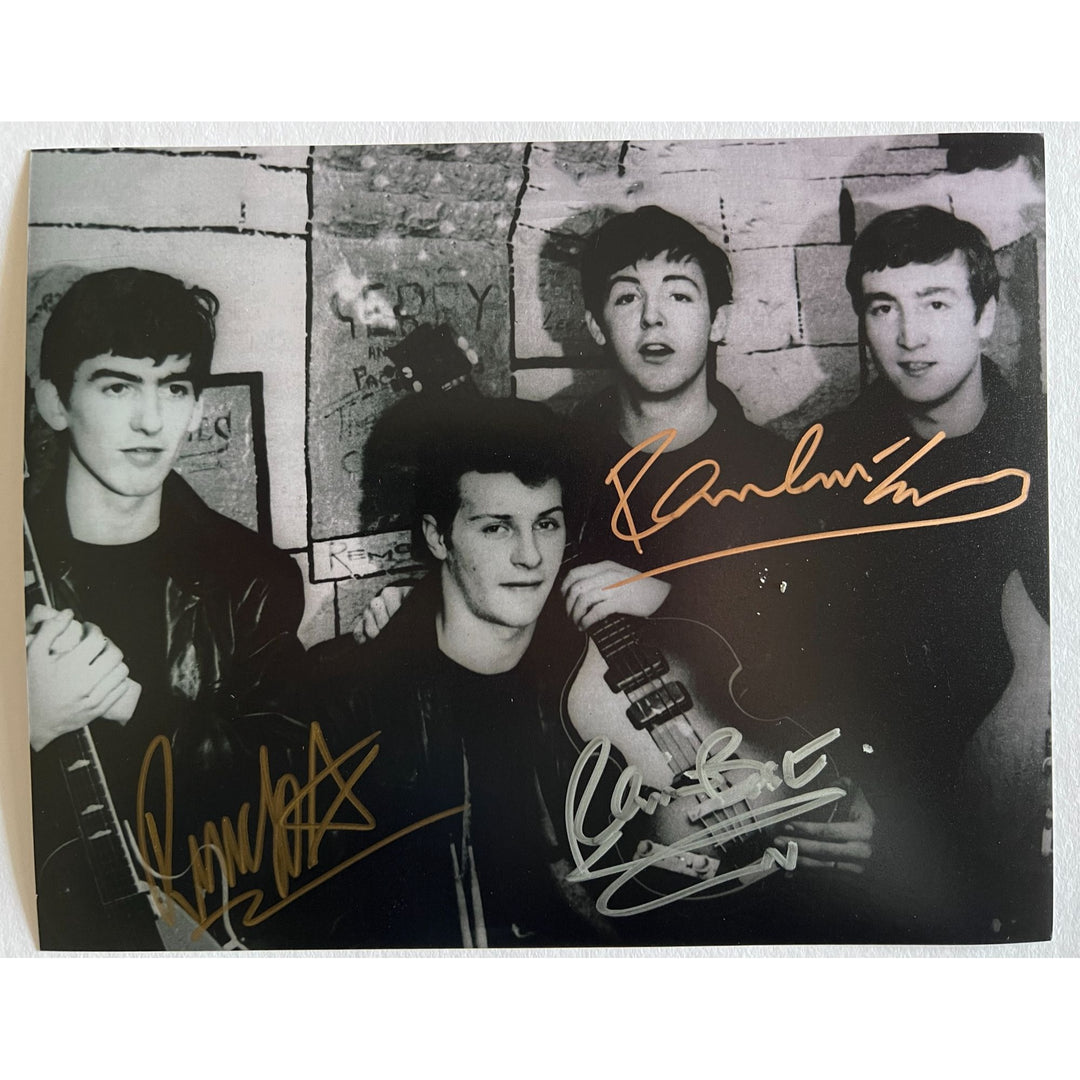 Paul McCartney, Ringo Starr, Pete Best 8x10 photo signed with proof