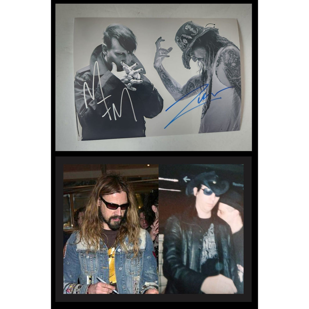 Marilyn Manson and Rob Zombie 5x7 photo signed with proof Awesome Artifacts