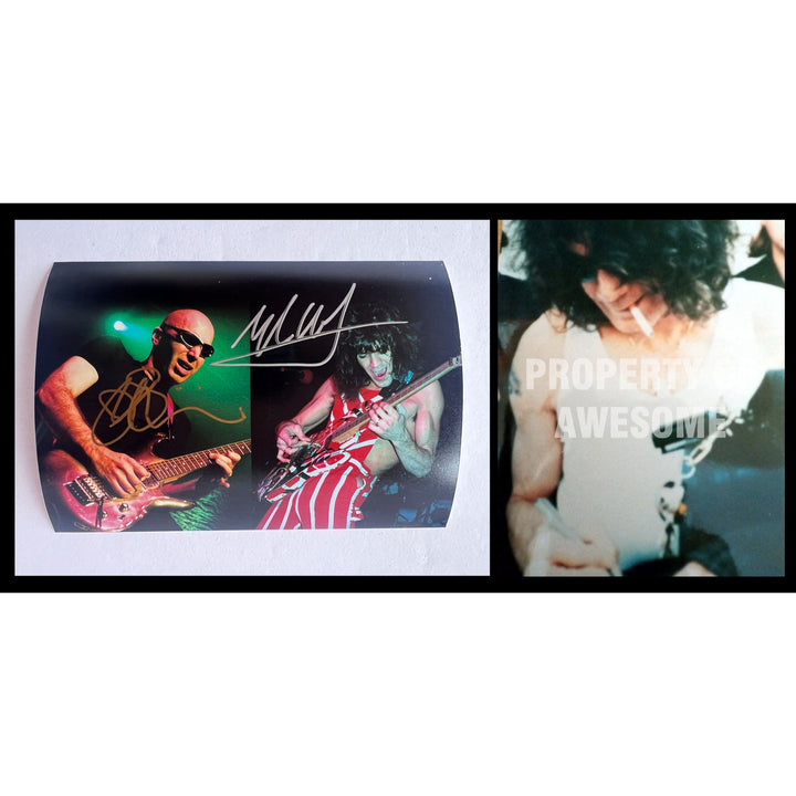 Eddie Van Halen and Joe Satriani 5x7 photograph signed with proof