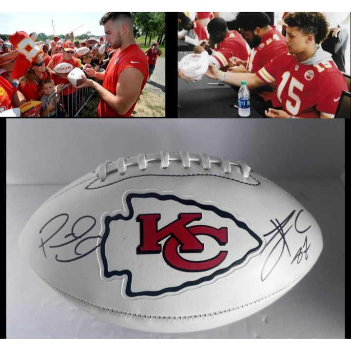 Kansas City Chiefs Patrick Mahomes and Travis Kelce full sixe football signed with proof