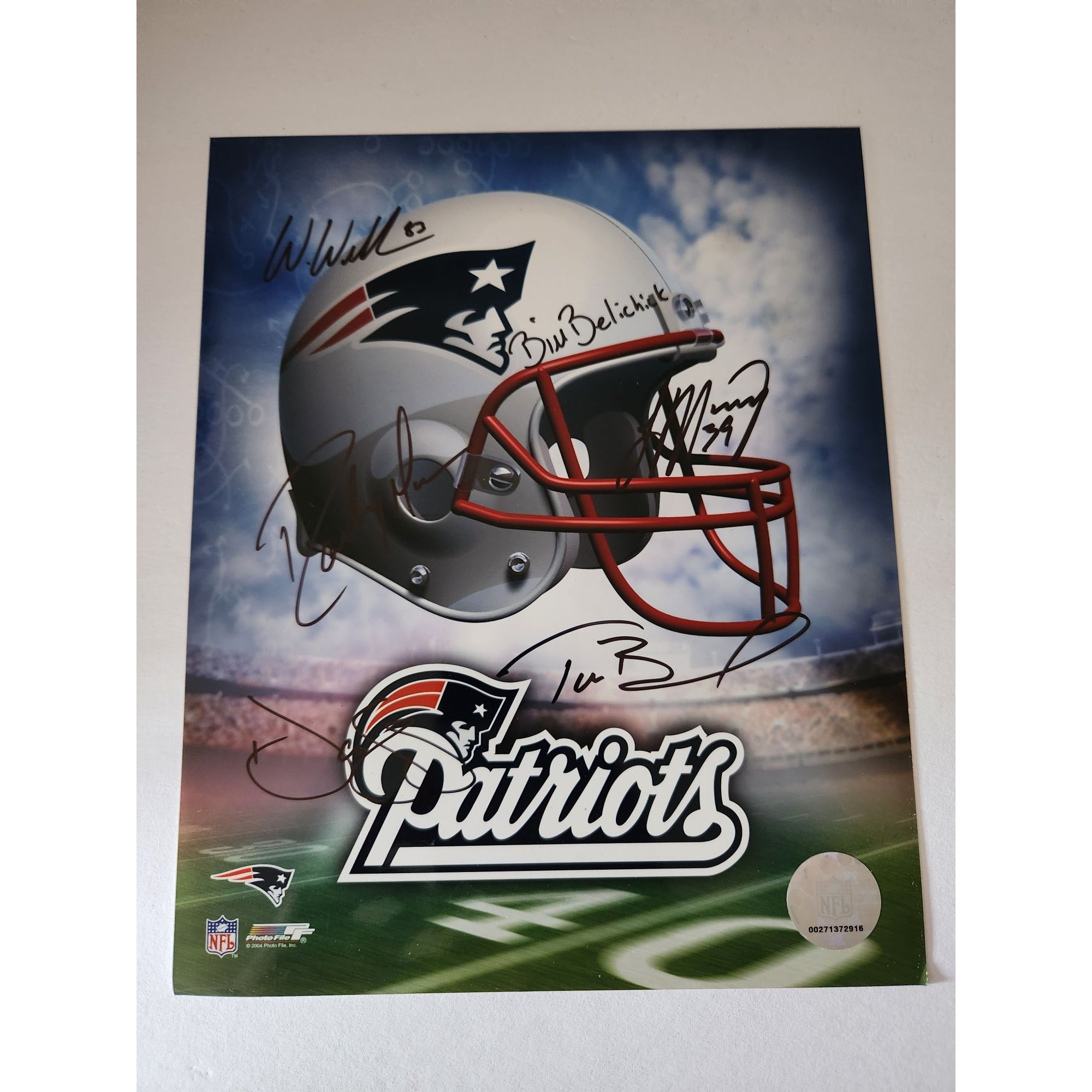 New England Patriots Tom Brady Randy Moss Bill Belichick Laurence Maroney Donte Stallworth West Welker 8x10 photo signed