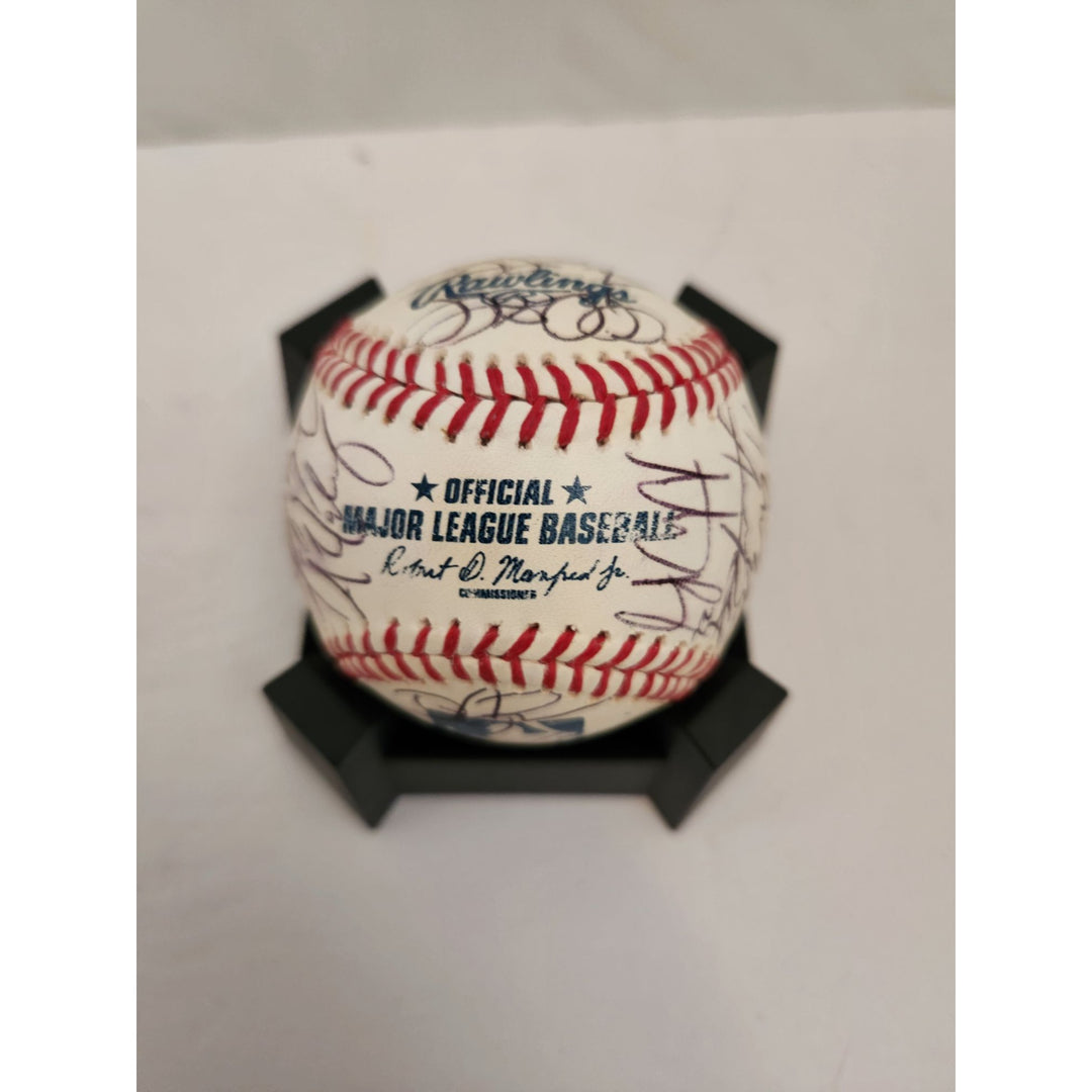 Anthony Rizzo Joe Maddon Chicago Cubs World Series champions team signed baseball