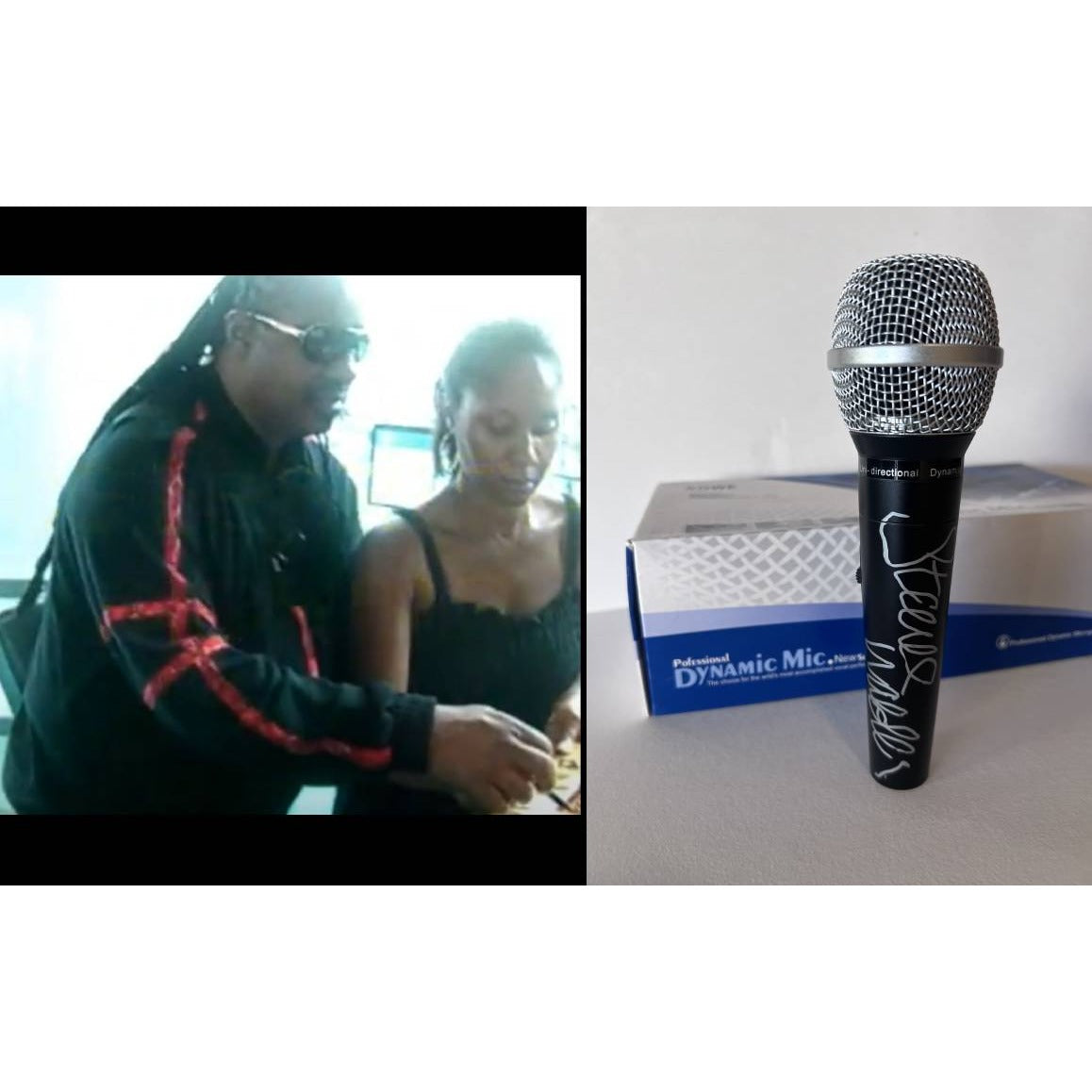 Stevie Wonder microphone signed with proof