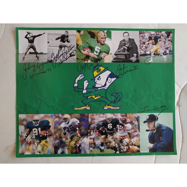 Notre Dame Fighting Irish Legends Johnny Lautner Johnny Lujack Paul Horning Joe Montana Lou Holtz Tim Brown Jerome Bettis rocket Ismail Awesome Artifacts