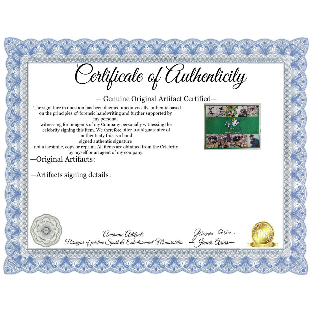 Notre Dame Fighting Irish Legends Johnny Lautner Johnny Lujack Paul Horning Joe Montana Lou Holtz Tim Brown Jerome Bettis rocket Ismail Awesome Artifacts