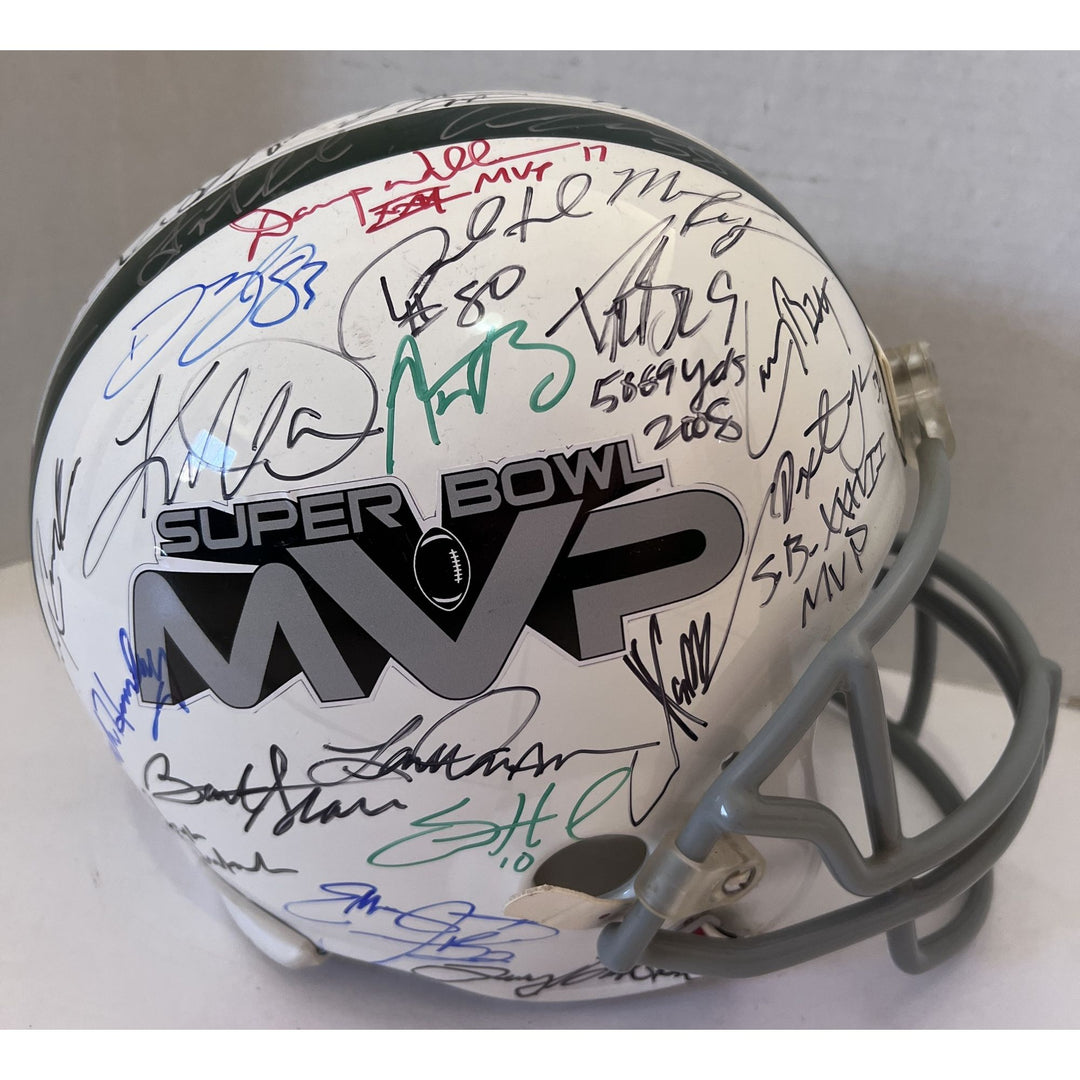 Tom Brady Patrick Mahomes Joe Namath Bart Starr Aaron Rodgers Super Bowl MVP replica full signed helmet signed with proof