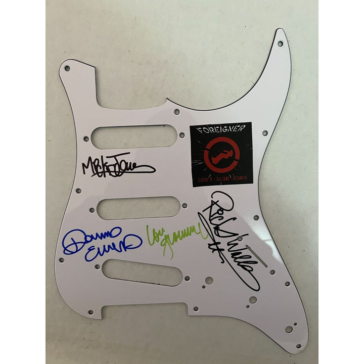 Lou Graham Mick Jones Foreigner band signed electric guitar pickguard with proof