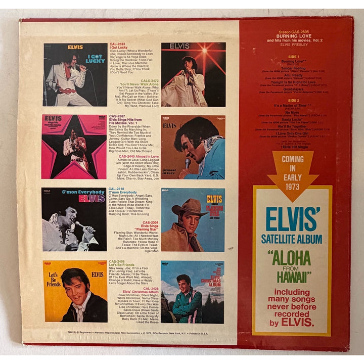 Elvis Presley "Burning Love " original lp signed with proof