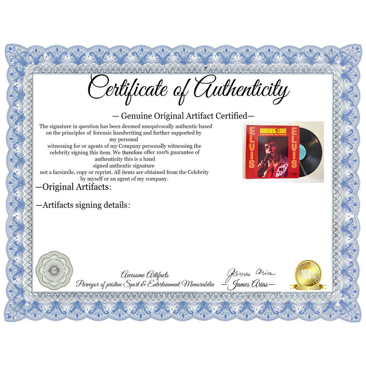 Elvis Presley "Burning Love " original lp signed with proof