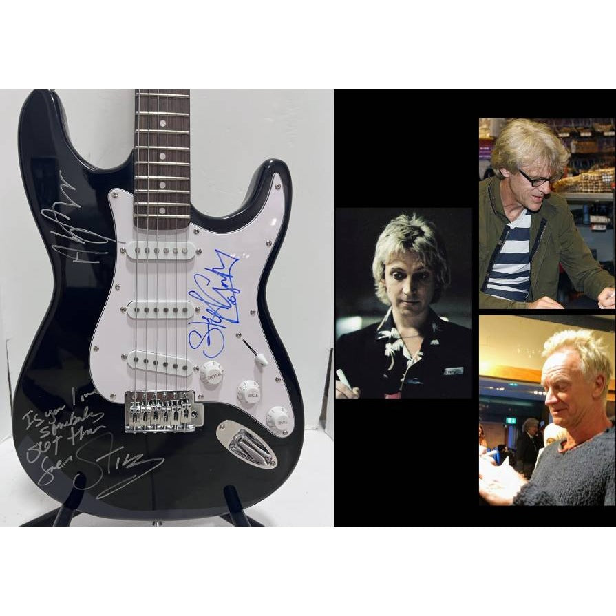 "Sting" Andy Summers Stewart Copeland The Police signed stratocaster electric guitar signed with proof..