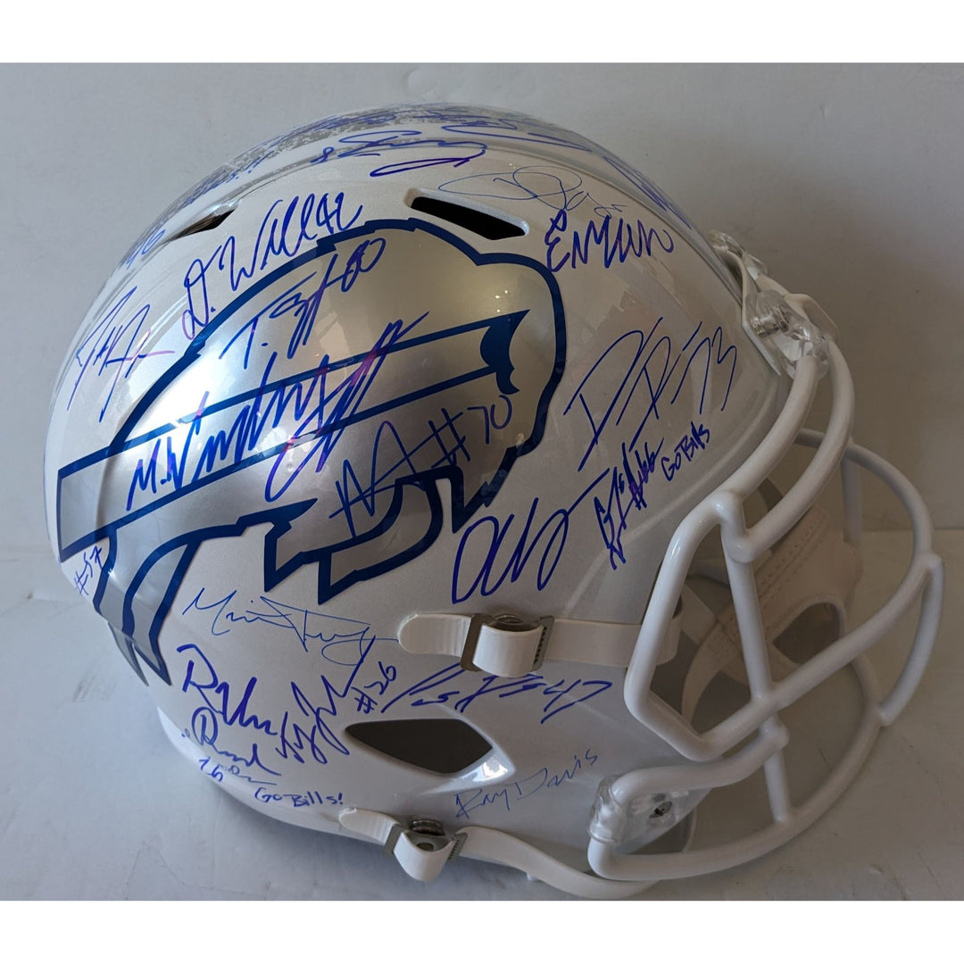 Buffalo Bills Josh Allen signed with inscription, James Cook, Dawson Knox, Khalil Shakir, Dalton Kinkaid, Keon Coleman Riddell helmet