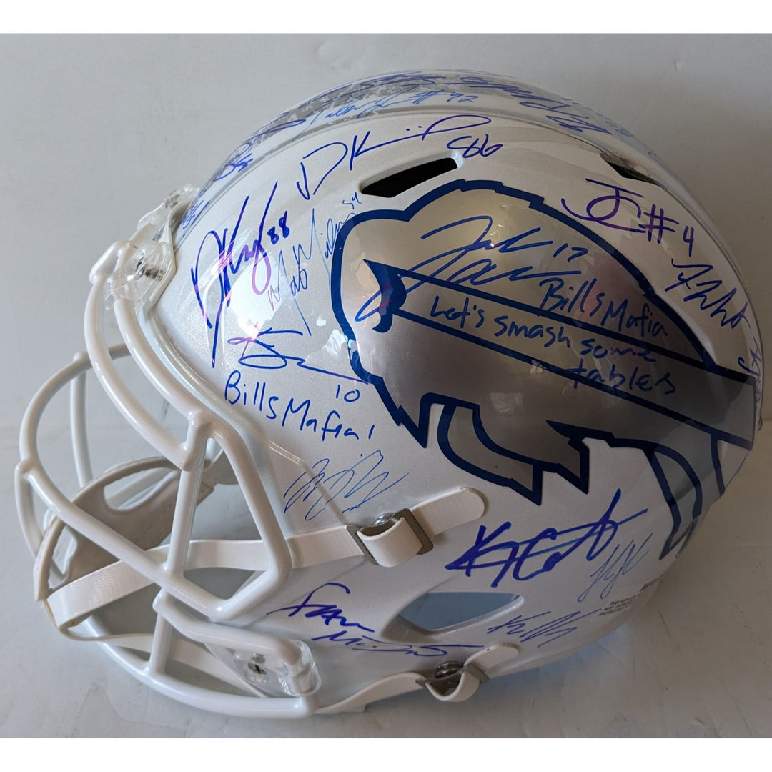 Buffalo Bills Josh Allen signed with inscription, James Cook, Dawson Knox, Khalil Shakir, Dalton Kinkaid, Keon Coleman Riddell helmet