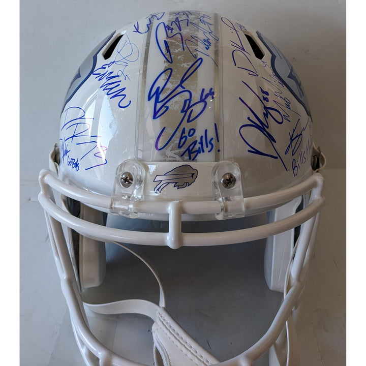 Buffalo Bills Josh Allen signed with inscription, James Cook, Dawson Knox, Khalil Shakir, Dalton Kinkaid, Keon Coleman Riddell helmet